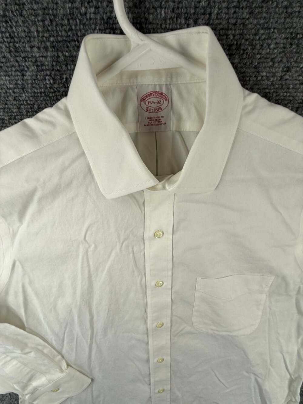 Brooks Brothers Button Up Shirt Long Sleeve White 15.5 32 Traditional Fit ***